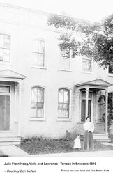 The Terrace, a six-apartment structure on Turnberry Street, was torn down in 1956. Shown is Julia Frain Hoag, Viola and Lawrence in front of the building in 1910. (Photo courtesy of Don McNeil).
